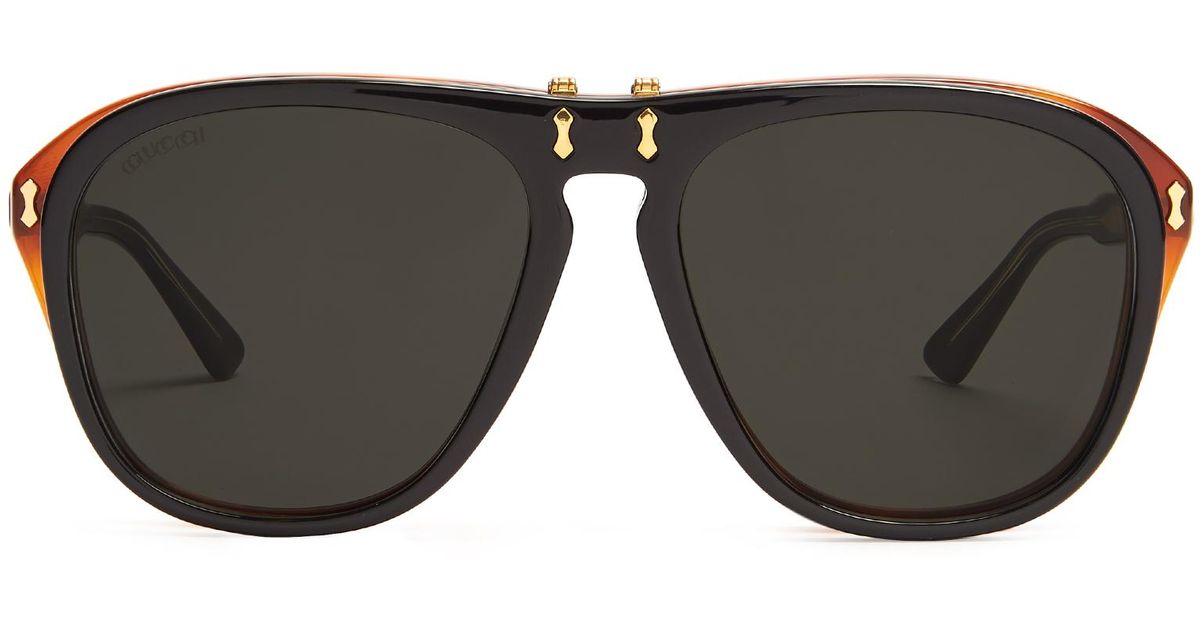 Lyst Gucci Round Frame Acetate Sunglasses In Black For Men