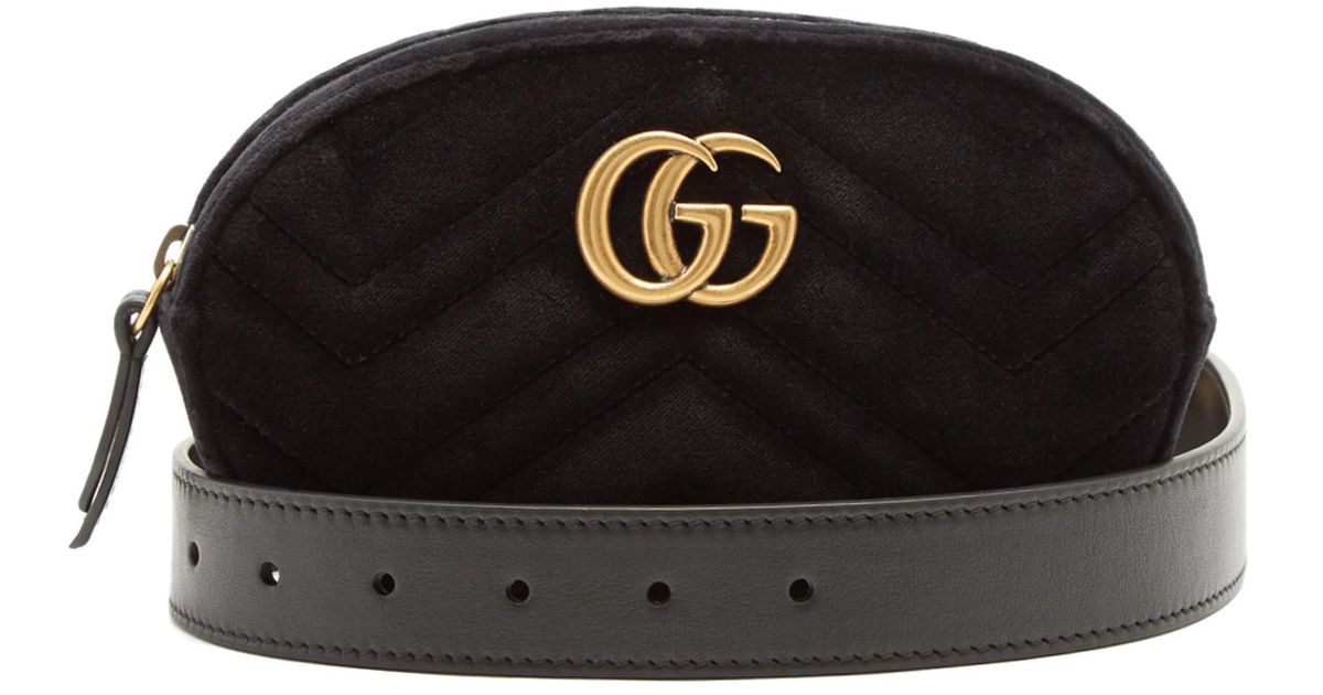 Lyst - Gucci Gg Marmont Quilted-velvet Belt Bag in Black