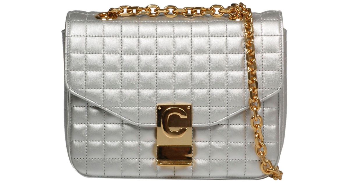 Céline Silver Leather Handbag in Metallic Lyst