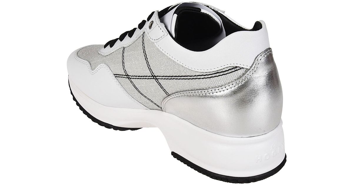 Hogan Silver/white Leather Sneakers in Metallic - Lyst