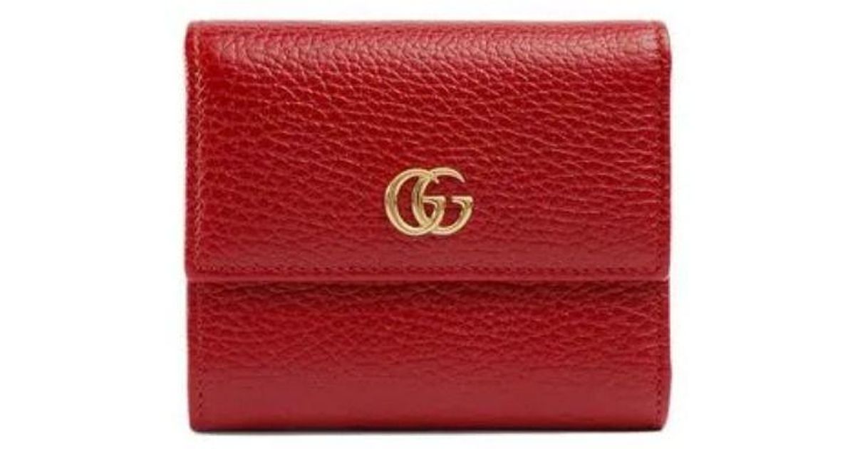 Gucci GG Marmont Leather Wallet in Red Lyst