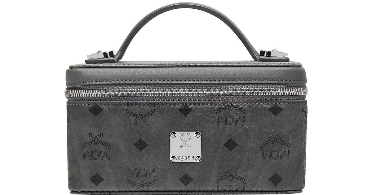 Mcm Gray Rockstar Vanity Case In Visetos Original