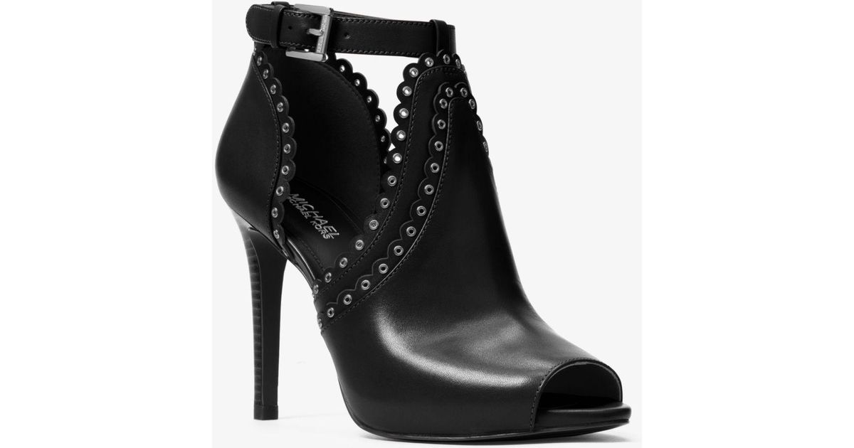 Michael Kors Jessie Leather Open-toe Bootie in Black Leather (Black) - Lyst
