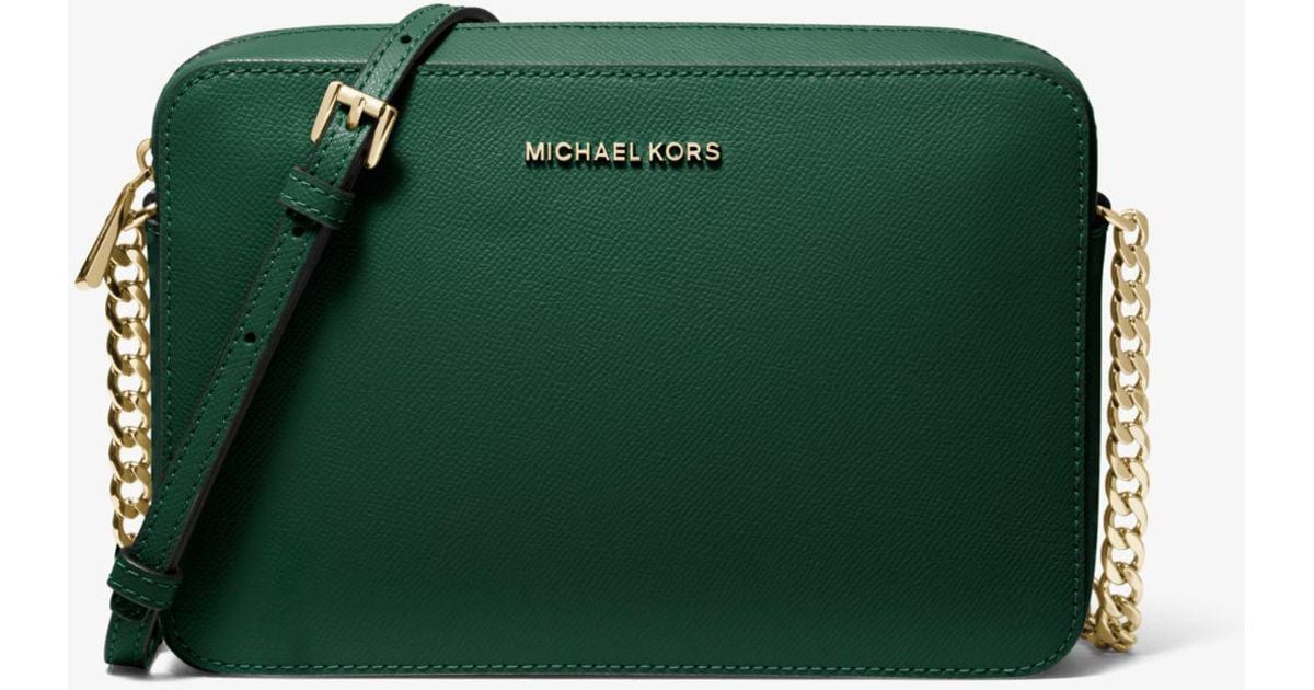 Michael Kors Jet Set Large Saffiano Leather Crossbody Bag in Racing