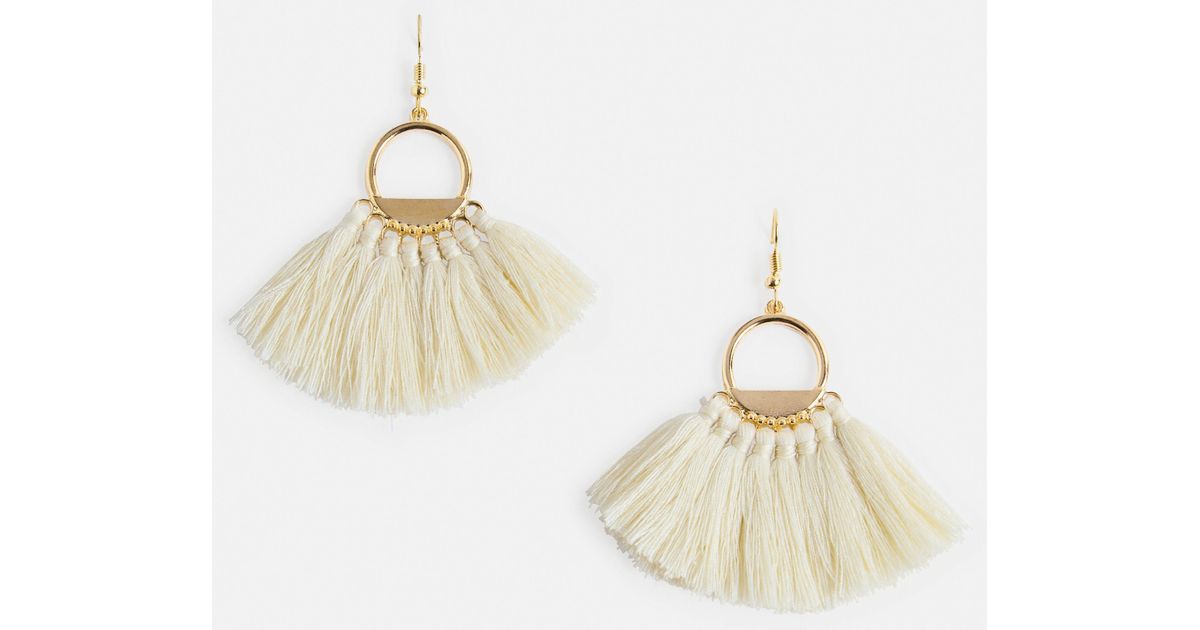 Lyst Missguided Cream Hoop Fan Tel Earrings