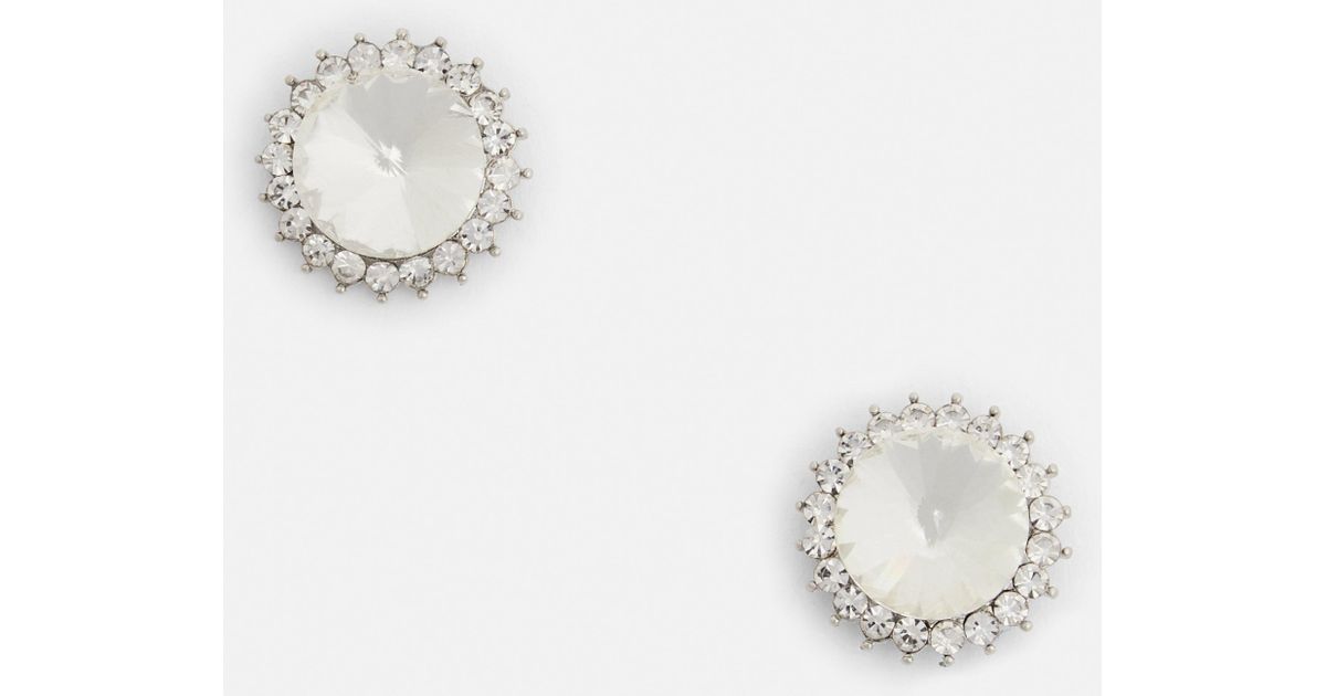 Lyst Missguided Silver Diamante Stud Earrings In Metallic