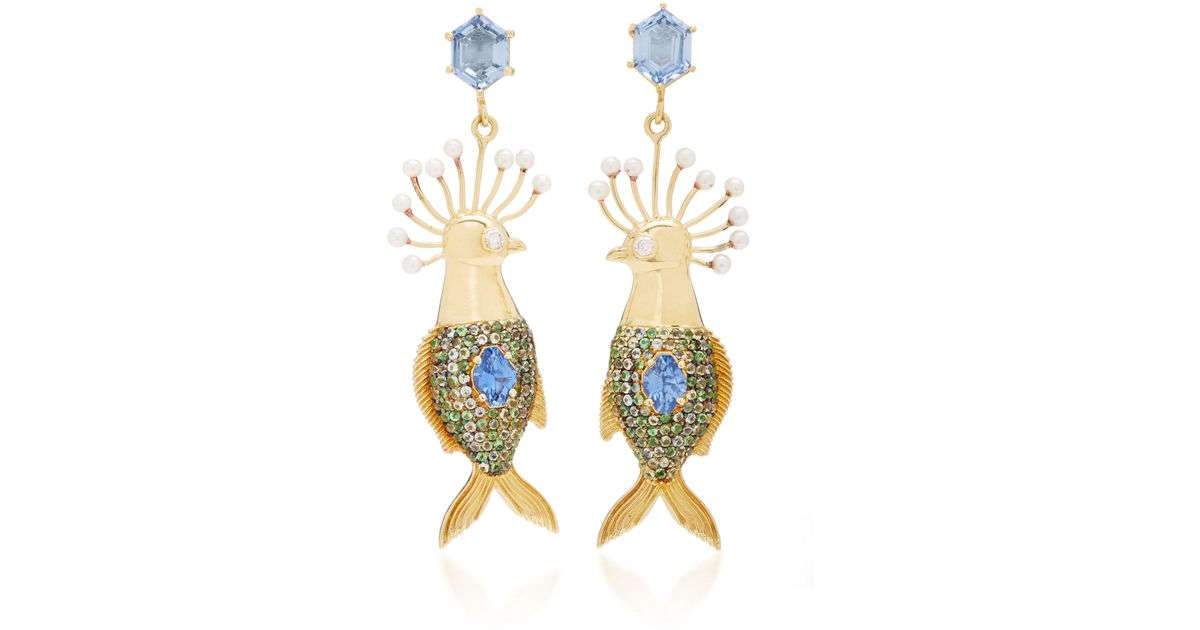 Lyst Daniela Villegas One Of A Kind Alebrije Earrings In Blue