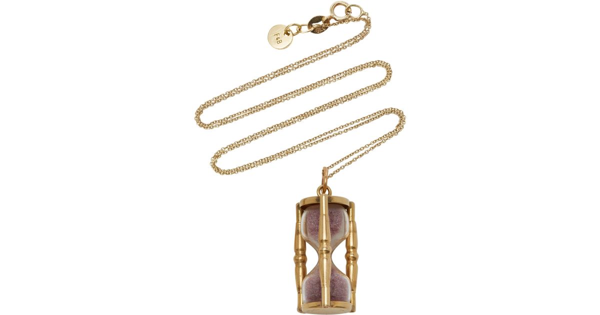 Fox And Bond Vintage Pink Sand 14k Gold Hourglass Pendant Fox And Bond Vintage Pink Sand 14k Gold Hourglass Pendant Necklace In Metallic Lyst