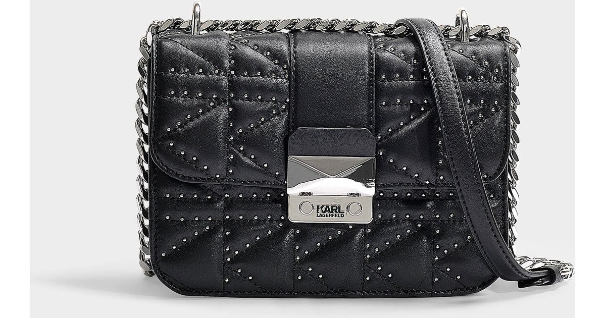 Lyst Karl Lagerfeld K/kuilted Studs Crossbody Bag In Black Calfskin