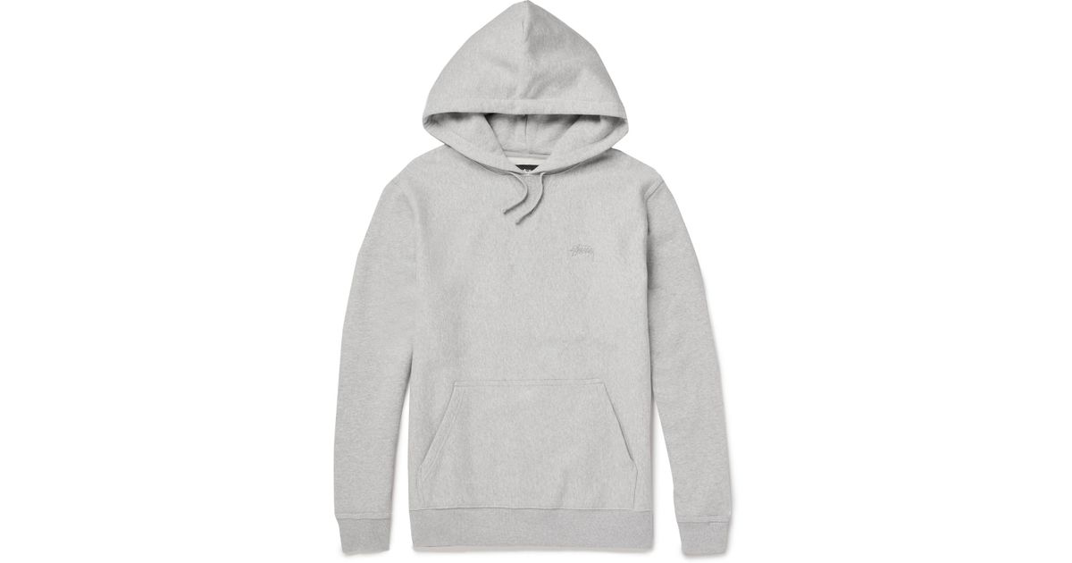 Loopback Stussy Lyst Logo Mélange Embroidered Cotton Jersey Hoodie IPqwv8