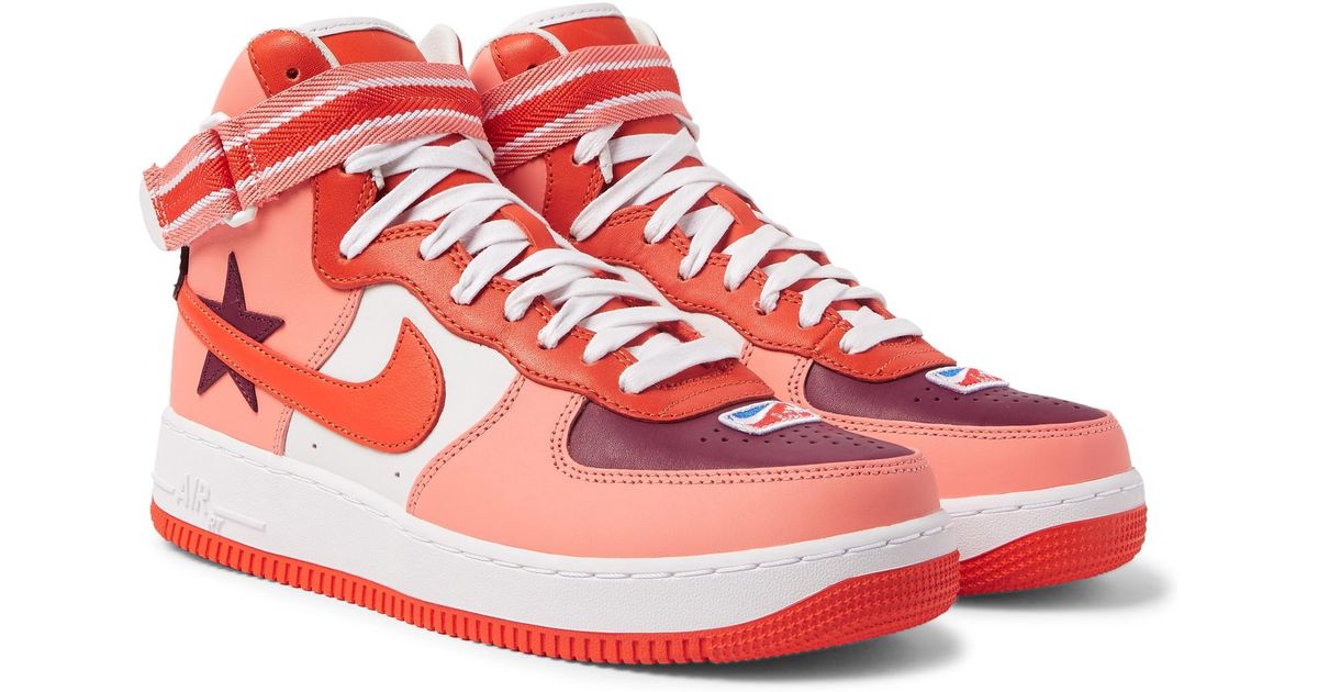 Nike Red Riccardo Tisci Air Force 1 Leather High Top Sneakers For Men Lyst