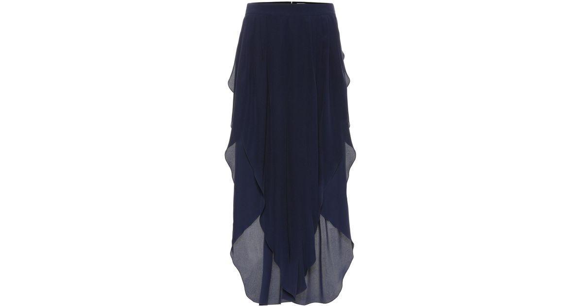 Chloé Asymmetric Silk Chiffon Pants In Blue Lyst 5885