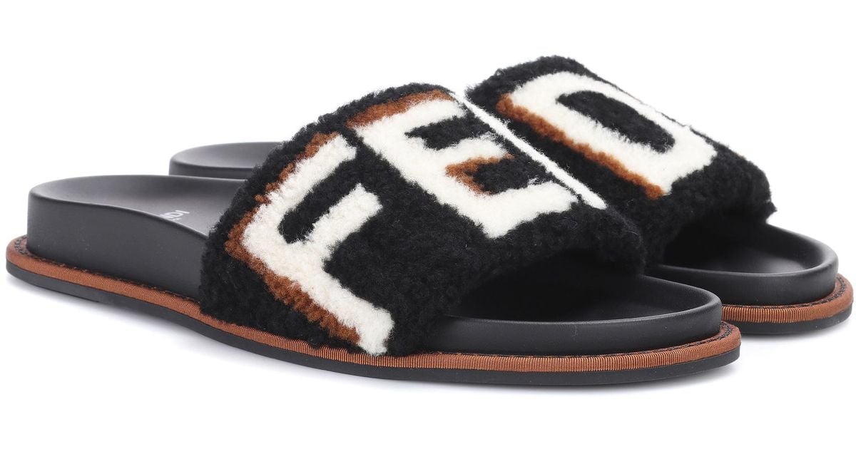 Lyst - Fendi Fur Slides in Black