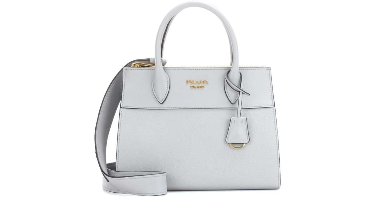Lyst Prada Paradigme Leather Handbag In Gray