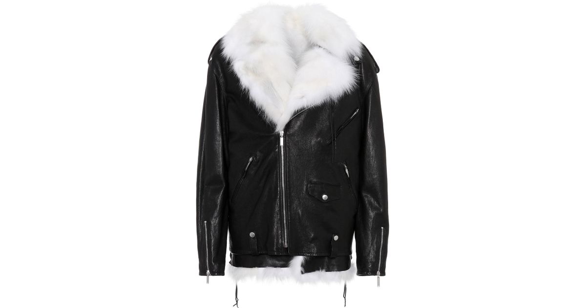 Lyst Saint Lau Fur Lined Leather Jacket In Black