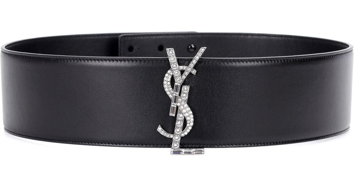 Lyst Saint Laurent Ysl Leather Belt in Black