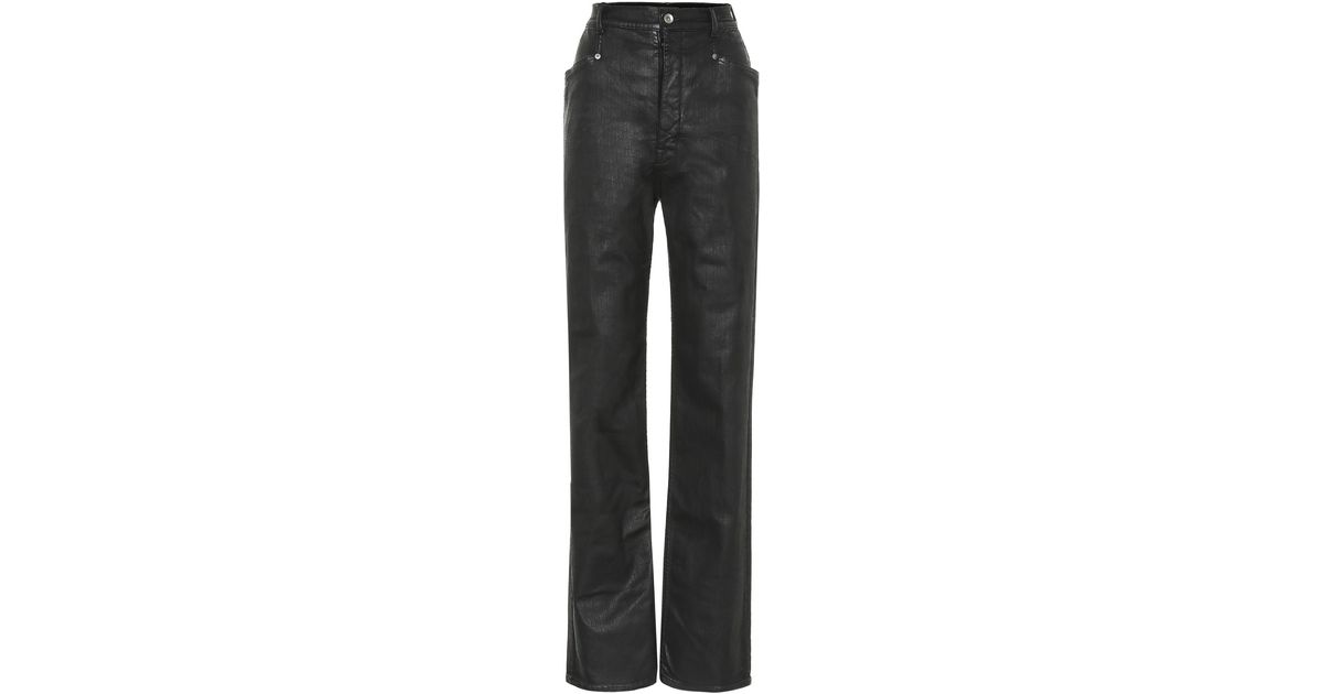 Rick Owens Denim Drkshdw Lacquered Straight Jeans in Black - Lyst