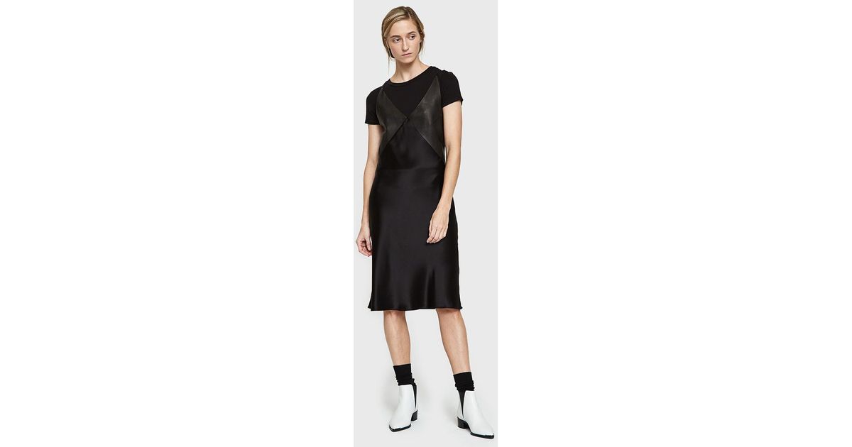 Lyst Veda Pavillion Leather And Satin Dress In Black