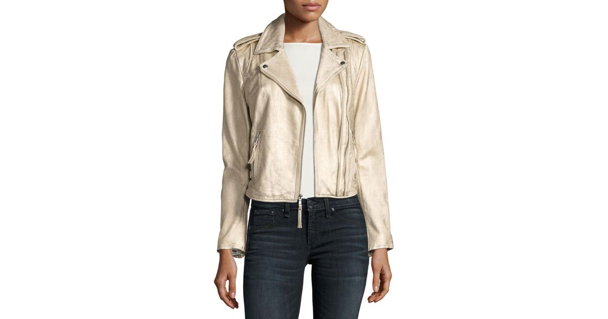 Lyst Joie Leolani Metallic Leather Jacket In