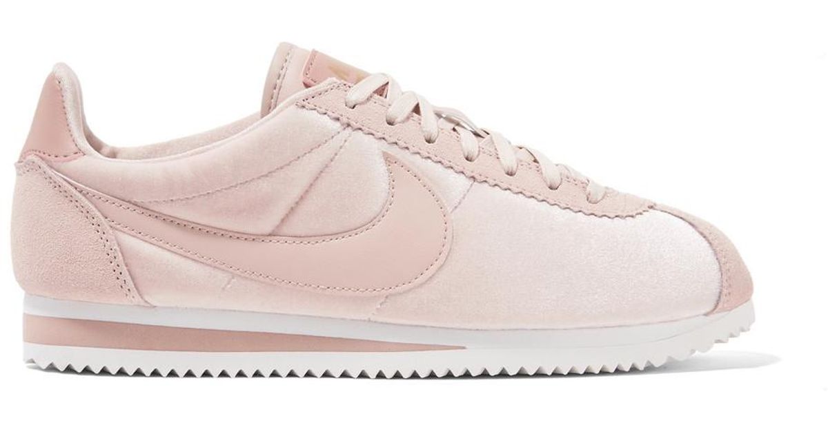 Nike Pink Classic Cortez Suede And Leather trimmed Velvet Sneakers Nike Sportswear ROSHE RUN SUEDE Sneaker velvet brownmetallic gold