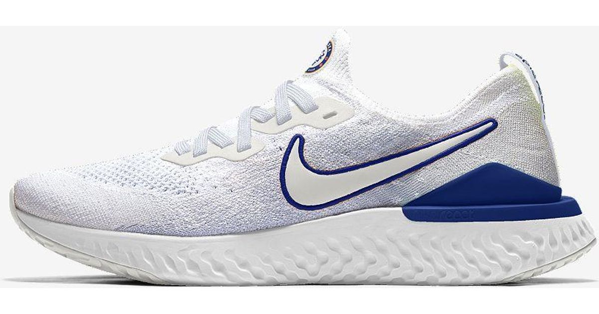 Nike Epic React Flyknit 2 Chelsea By You Custom Running Shoe in Blue ...