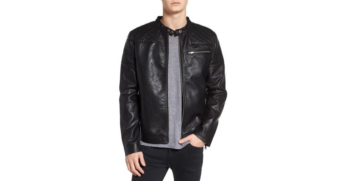 Lyst Topman Washed Faux Leather Racer Jacket In Black For Men