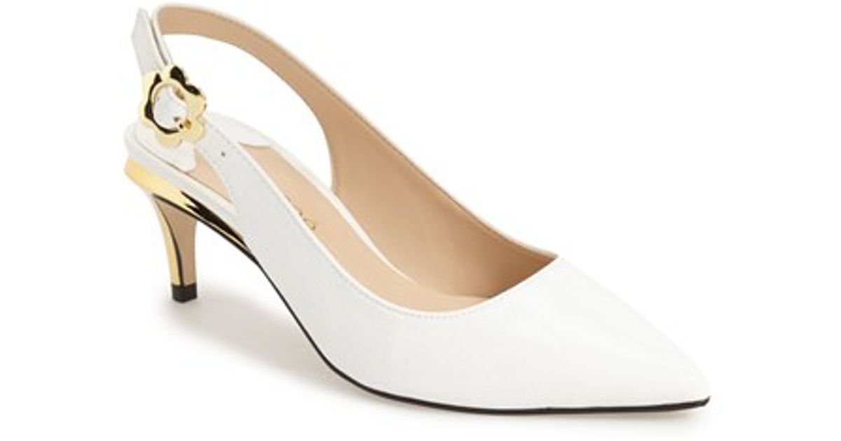 white patent slingback
