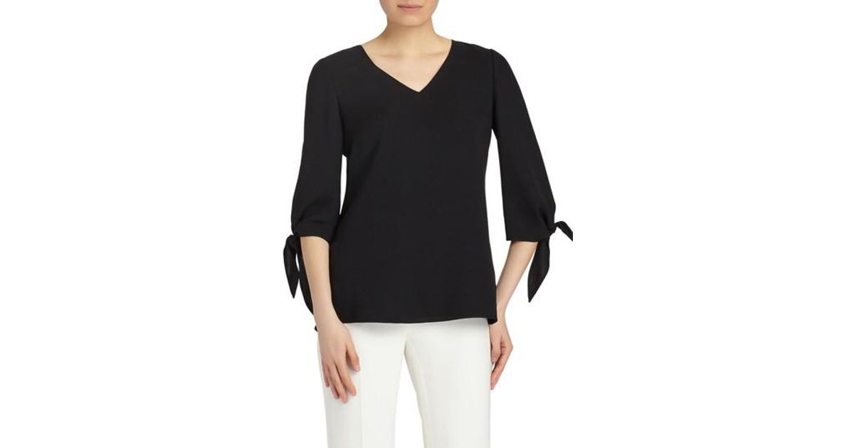 lyst lafayette 148 new york kenna silk georgette blouse in black lyst lafayette 148 new york kenna silk georgette blouse in black