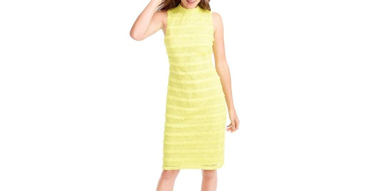 Lyst J Crew Fringy Lace Sheath Dress In Yellow