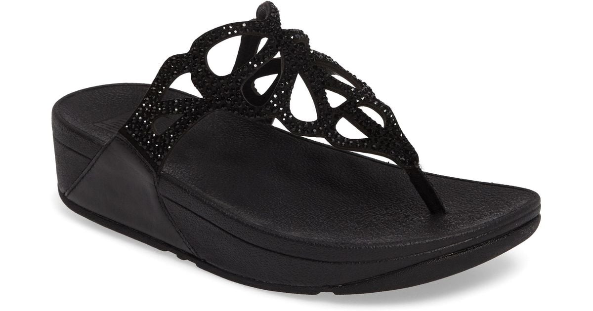 Lyst - Fitflop Bumble Crystal Flip Flop in Black