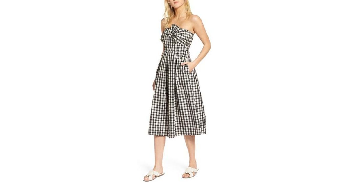 Lyst Nordstrom 1901 Bow Front Strapless Midi Dress In Black