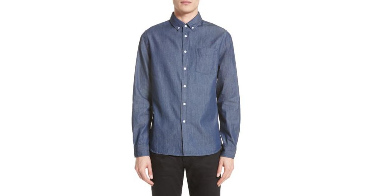 saturdays nyc crosby denim slim fit sport shirt in blue for lyst saturdays nyc crosby denim slim fit sport shirt in blue for lyst