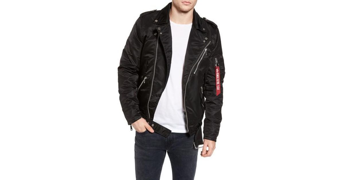 Alpha Industries Black Outlaw Biker Jacket For Men