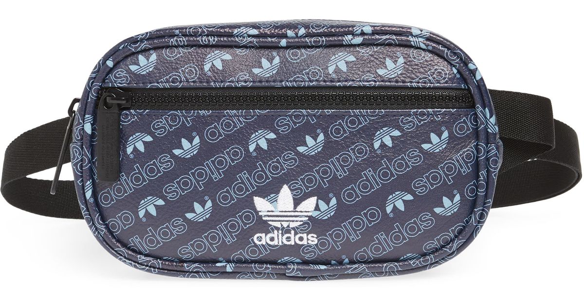 adidas Originals Faux Leather Belt Bag - in Blue - Lyst
