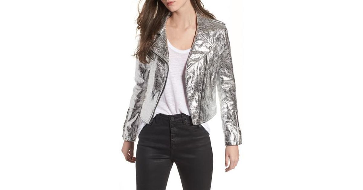 Lyst Blank Nyc Metallic Faux Leather Moto Jacket In