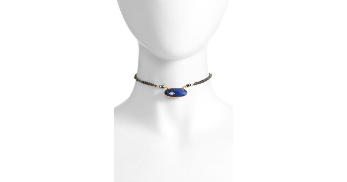 Lyst Nakamol Stone Pendant Choker In Blue