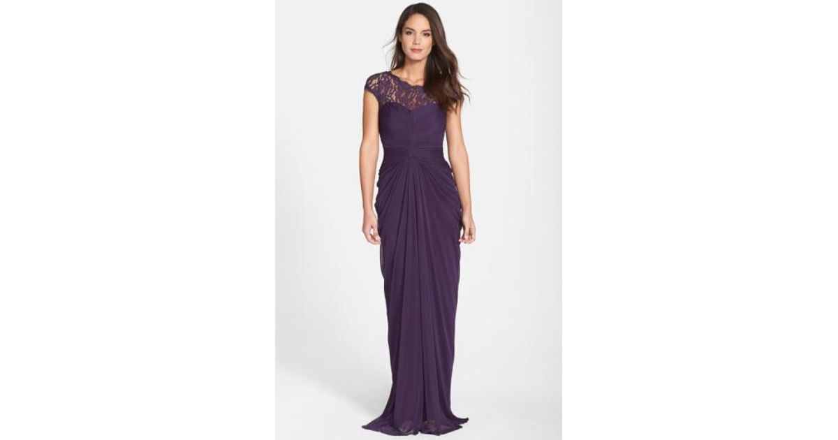 San Francisco Mejores Marcas Vende Adrianna Papell Lace Yoke Drape