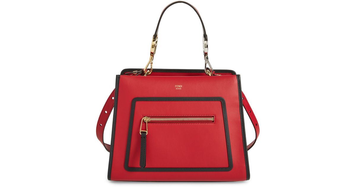 Lyst Fendi Small Kan I Crystal Stud Calfskin Shoulder Bag In White
