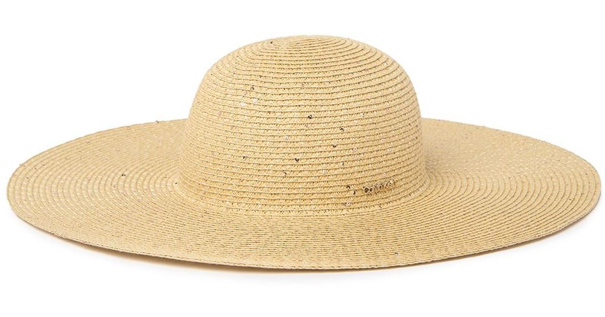 Calvin Klein Sequin Straw Sun Hat in Natural - Lyst