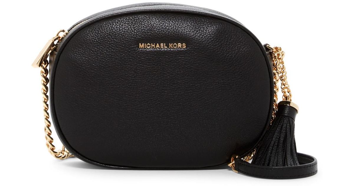 Michael Kors Black Ginny Leather Tassel Crossbody Bag
