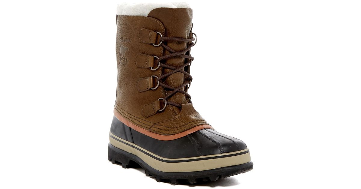 Sorel Caribou Fleece Lined Waterproof Boot in Brown for Men - Lyst