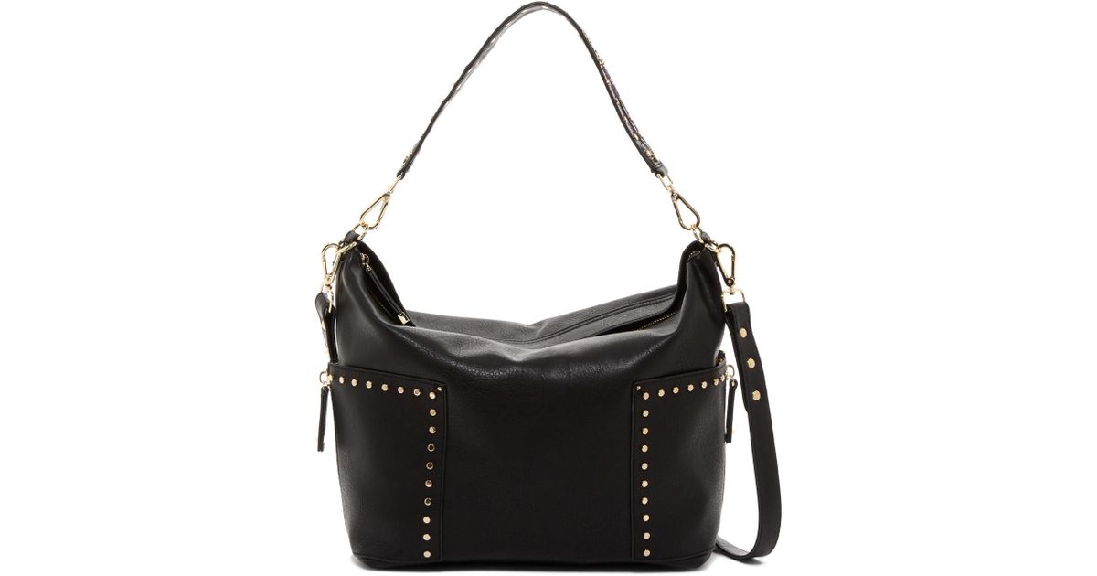 Lyst Steve Madden Large Studded Hobo Bag In Black