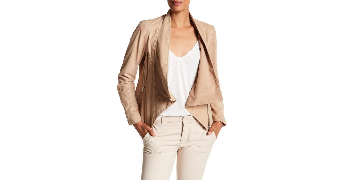 Lamarque Natural Cowl Neck Genuine Leather Jacket Lyst