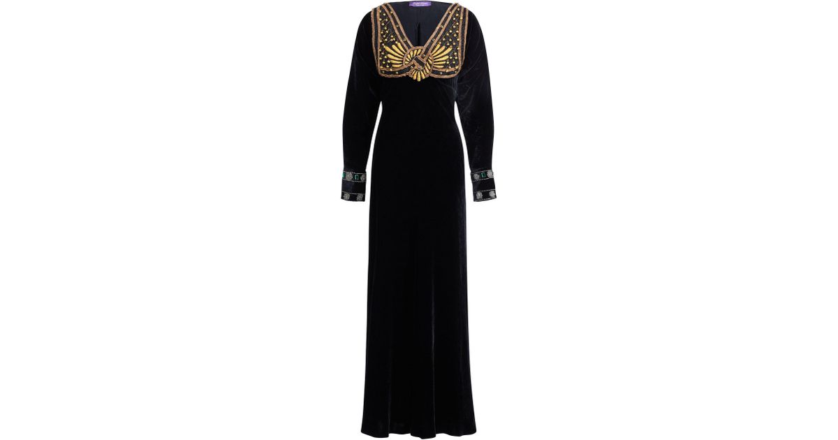 Lyst Ralph Lauren Gail Beaded Evening Dress In Black