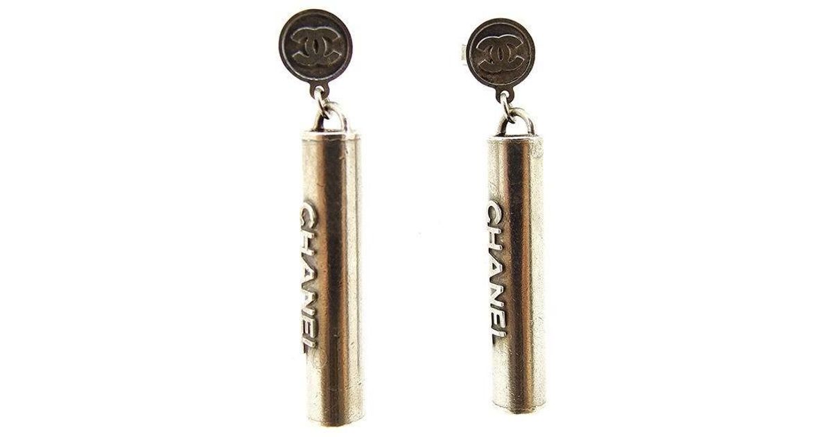 Lyst Chanel Earring Logo Bar Las Mens Used T2963 In Metallic