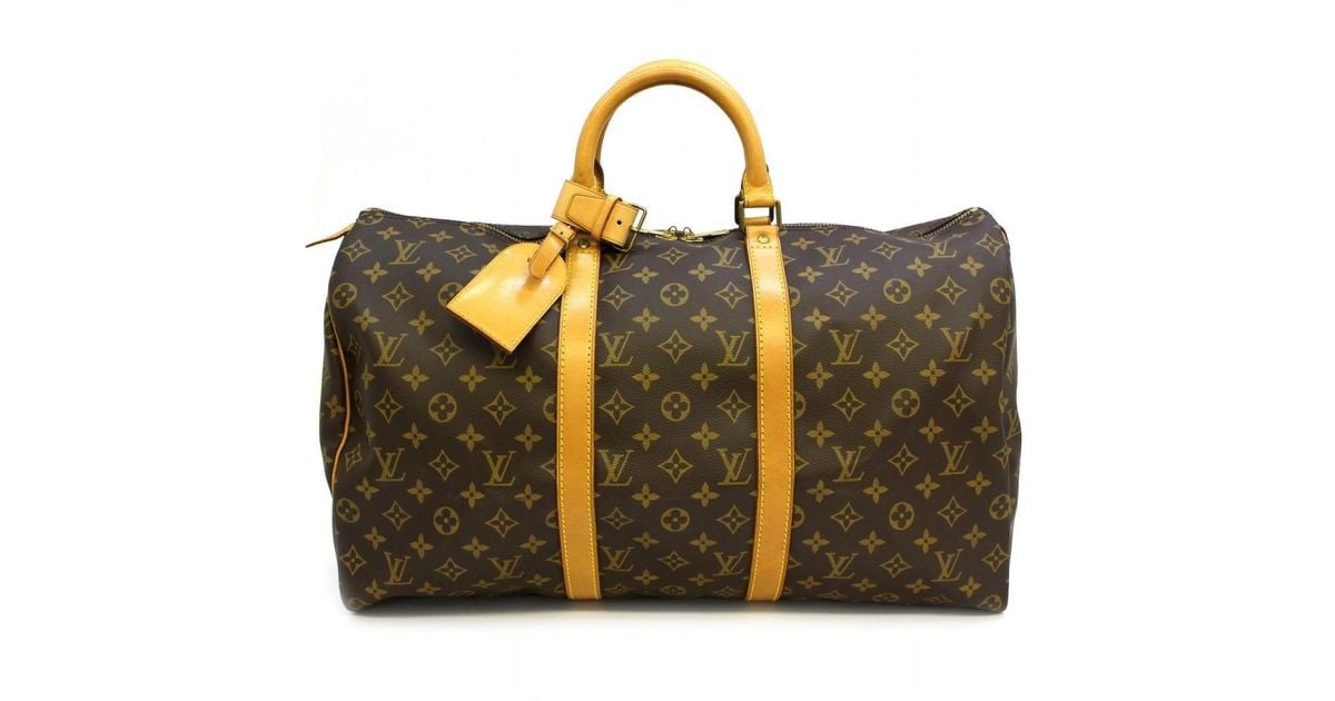 Louis Vuitton Auth Keepall 50 Travel Boston Hand Bag M41426 Monogram Canvas Used in Brown for ...