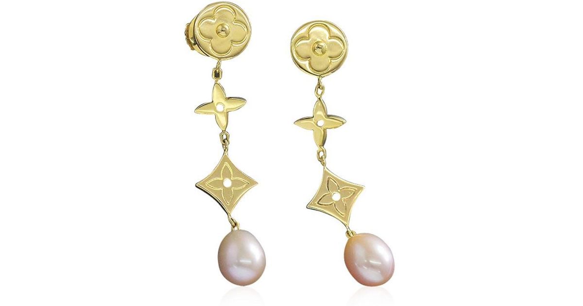 Lyst Louis Vuitton Perle Freshwater Cultured Pearl Earrings 18k Yg Lyst Louis Vuitton Perle Freshwater Cultured Pearl Earrings 18k Yg 750 90005335 In Metallic