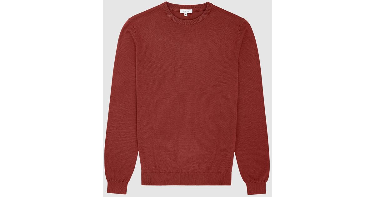 Reiss Cotton Crew Neck Jumper in Red for Men - Lyst