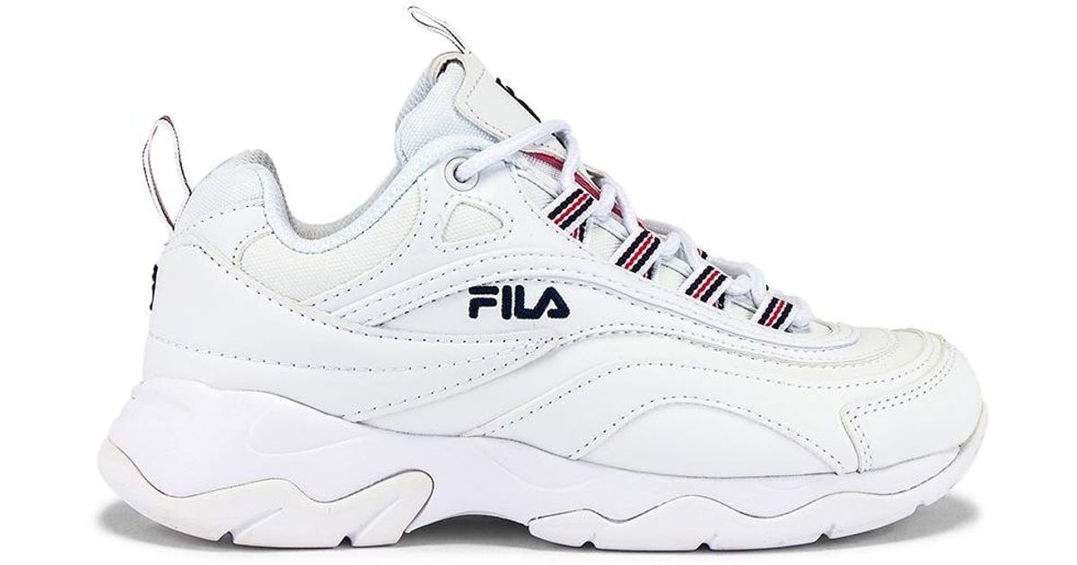 Fila X Revolve Ray Patent Sneaker in White - Lyst