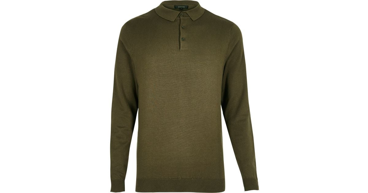 polo long sleeve green khaki nike